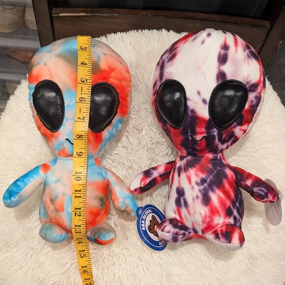 Set of 2 Tie-Dye Alien Plushies ~ 14" Tall NWT - Picture 2 of 3